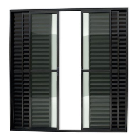 Porta Balcão Veneziana 06 Folhas Preto Maxx - 210x180