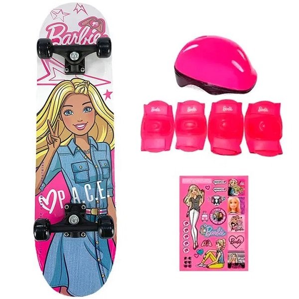 Skate Barbie com Acessorios de Seguranca P.a.c.e FUN F0010-5 - 1