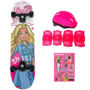 Skate Barbie com Acessorios de Seguranca P.a.c.e FUN F0010-5