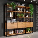 Ver imagem 1 de Conjunto 3 Estantes com Porta Basculante 73x185cm Freijó Preto Fosco Pradel