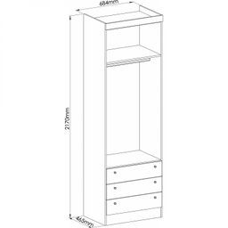 Guarda-Roupa Modulado 2 Portas 3 Gavetas Infinity Móveis Castro - 2