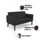 Ver imagem 6 de Sofá Namoradeira 2 Lugares Base de Madeira Preto Elisa Corino Preto D03 - D'Rossi