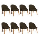 Ver imagem 1 de Kit 08 Cadeiras Poltrona de Jantar Luna Suede Marrom Pés Palito Castanho