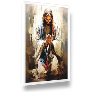 Quadro Decorativo Jesus em Oração Moldura Grande