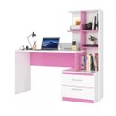 Ver imagem 2 de Escrivaninha com Estante Poli Poliman Móveis 2 Gavetas 138cm Branca E Rosa