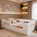 Ver imagem 1 de Cama Montessoriana Juvenil Encanto 100% MDF Grade Proteção Branca