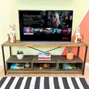 Ver imagem 1 de Rack de Tv Industrial de Ferro e Madeira Style Square 3 Nichos Uno Tabaco e Preto