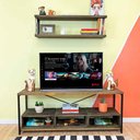 Ver imagem 3 de Rack de Tv Industrial de Ferro e Madeira Style Square 3 Nichos Uno Tabaco e Preto