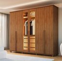 Ver imagem 1 de Guarda Roupa Belgica Carvalho / Tapajos 06 Portas Casal com 02 Portas Vidro Reflecta LED e Pes
