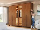 Ver imagem 3 de Guarda Roupa Belgica Carvalho / Tapajos 06 Portas Casal com 02 Portas Vidro Reflecta LED e Pes