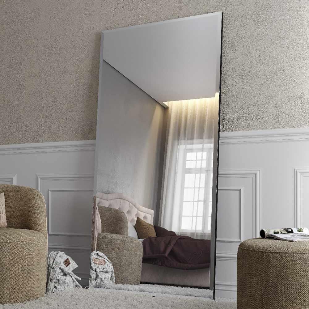 Espelho Bisotado Grande Preto Fosco Reallize Luapa Móveis - 1