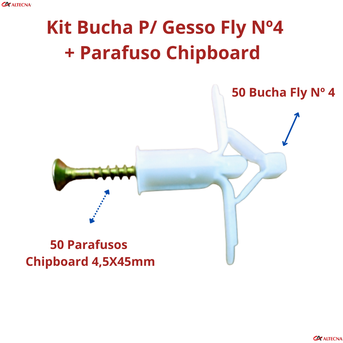 Kit Bucha para Gesso Fly Nº4+Parafuso Chipboard 4,5x45 100Unid - 5