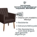 Ver imagem 3 de Poltrona Decorativa Tecido Corano para Sala de Espera Comercial Base Fixa Pés em Madeira Natural