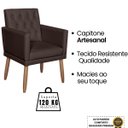 Ver imagem 4 de Poltrona Decorativa Tecido Corano para Sala de Espera Comercial Base Fixa Pés em Madeira Natural
