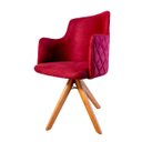 Ver imagem 4 de Poltrona Domus - Giratória, em Veludo Carmim e Acabamento Matelassê
