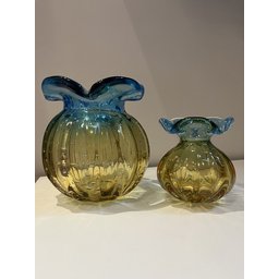 Conjunto de Vasos Trouxinhas Cristal Murano Azul e Âmbar - 2