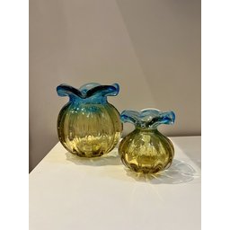 Conjunto de Vasos Trouxinhas Cristal Murano Azul e Âmbar - 3