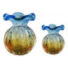 Conjunto de Vasos Trouxinhas Cristal Murano Azul e Âmbar - 1