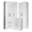 Ver imagem 1 de Guarda Roupa Infantil com Cômoda e Armário Multiuso Lima MS913 New Íris 3 Portas MDP Branco Flex