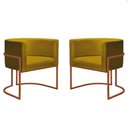 Ver imagem 1 de Kit 2 Poltronas Decorativa Nayara Base Ferro Bronze Suede - Twdecora