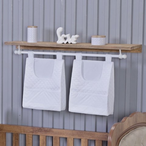 Porta Fralda Organizador Quarto de Bebê Menino Menina 2 Peças Varão:branco