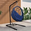 Ver imagem 1 de Cadeira Balanço Ninho Suspenso em Corda Náutica Luxo com Suporte Azul-azul