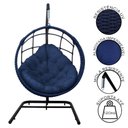 Ver imagem 4 de Cadeira Balanço Ninho Suspenso em Corda Náutica Luxo com Suporte Azul-azul