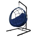 Ver imagem 2 de Cadeira Balanço Ninho Suspenso em Corda Náutica Luxo com Suporte Azul-azul