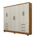 Ver imagem 1 de Guarda Roupa Solteiro com Pés 6 Portas 6 Gavetas - Encant-Cumaru/Fendi - Móveis Novo Horizonte