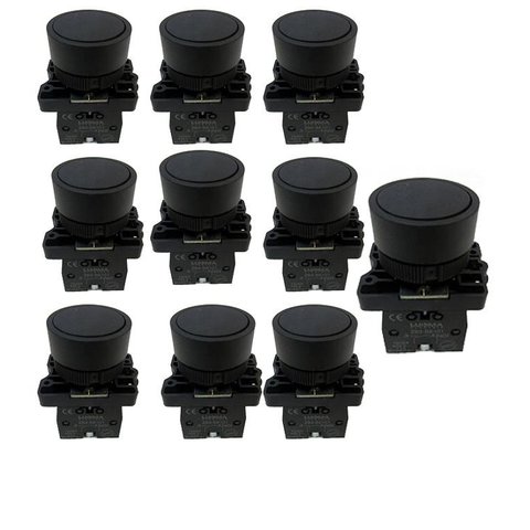 Kit 10 Botão Pulso Plastico Lk2-ea21 (preto) 1na Lukma