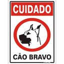 Ver imagem 1 de Placa de Poliestireno Auto-adesiva 20x30cm Cuidado Cão Bravo - 250 Ah - Sinalize Placa 20x30 Cuidado