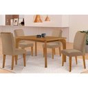 Ver imagem 1 de Conjunto Mesa Londrina C/ Tampo Madeirado Canto Curvo 120x90cm e 4 Cadeiras Dakota Madeira Maciça