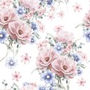 Ver imagem 1 de Papel de Parede Floral Buquê Azul Claro e Rosê - 3,00x0,50m