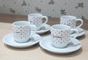 Ver imagem 4 de Jogo 4 Xícaras Café C/ Pires Frases Motivacionais - 80 Ml Empilháveis - Poá Coração