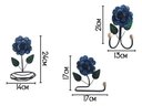 Ver imagem 2 de Kit 3 Peças para Banheiro com Flores em Ferro:azul