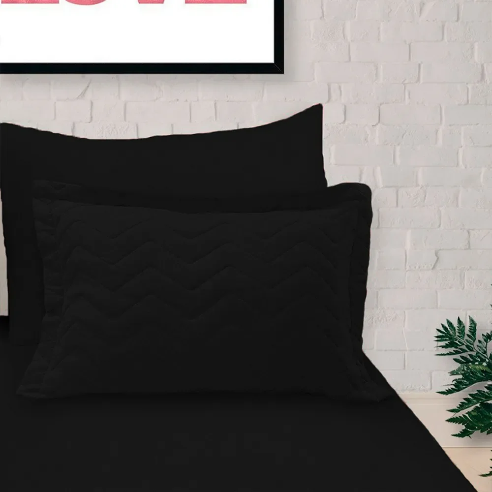 Ver imagem 2 de Porta Travesseiro Malha Liso VV 50 x 70cm - Preto