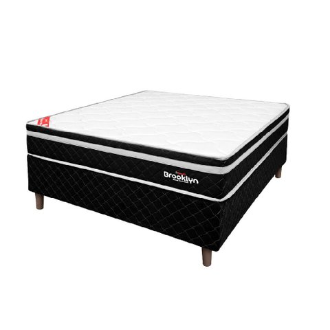 Cama Box Casal + Colchão Molas Ensacadas Topazio Brooklyn 138x188x54cm