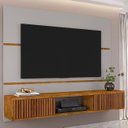 Ver imagem 2 de Painel Tv 65 Pol Bancada Suspensa 160cm Âmbar Off/naturalle - Bechara