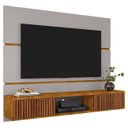 Ver imagem 1 de Painel Tv 65 Pol Bancada Suspensa 160cm Âmbar Off/naturalle - Bechara