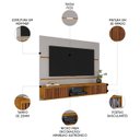 Ver imagem 3 de Painel Tv 65 Pol Bancada Suspensa 160cm Âmbar Off/naturalle - Bechara