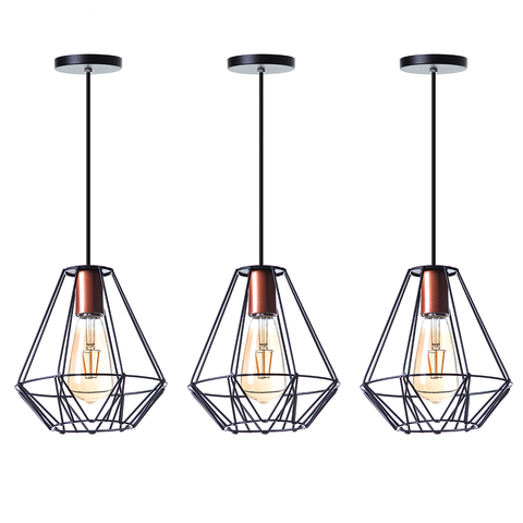 Kit 3 Pendentes Aramado Cristal 24 Cm Decorações Cor: Preto