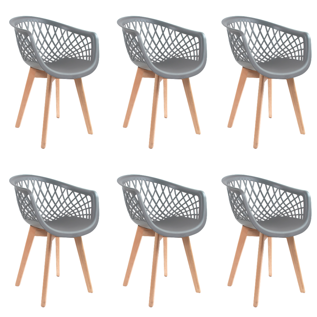 Kit 6 Cadeiras Polipropileno Web Wood Cinza La Mobilia: Design para Sala de Jantar