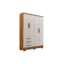 Ver imagem 1 de Guarda Roupa Solteiro 4 Portas e 3 Gavetas C/pés Encant Freijo Cumaru C/ Fendi - Novo Horizonte