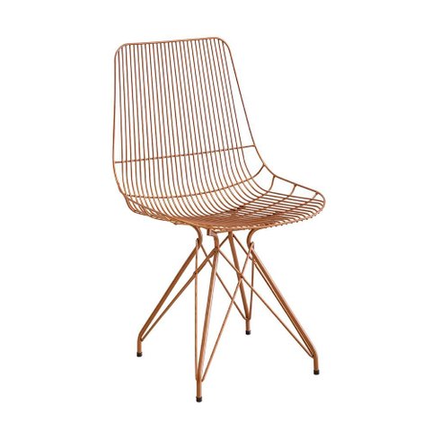 Kit 2 Cadeiras Aramadas Latorre Cobre com Almofada Branca