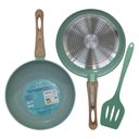 Ver imagem 4 de Frigideiras de Indução Antiaderente Cerâmica com Utensílio Verde 3 Peças - Lehaví