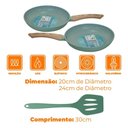 Ver imagem 3 de Frigideiras de Indução Antiaderente Cerâmica com Utensílio Verde 3 Peças - Lehaví