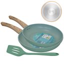Ver imagem 1 de Frigideiras de Indução Antiaderente Cerâmica com Utensílio Verde 3 Peças - Lehaví