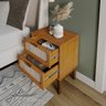 Mesa de Cabeceira com 2 Gavetas Santorini 45cm Nature Tela Indiana e Pés de Madeira Design Atemporal - 3