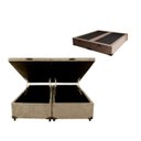 Ver imagem 1 de Cama Báu Box Queen Bipartido Suede Bege Blindado com Pistão a Gás.