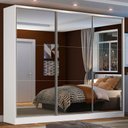 Ver imagem 1 de Guarda Roupa Casal 100% Mdf Madesa Zurique 3 Portas de Correr de Espelho - Branco